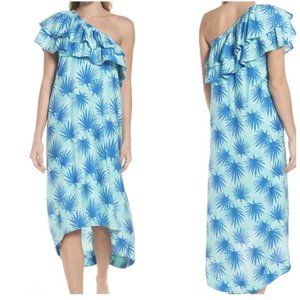 Vineyard Vines Blue Electric Palm One Shoulder Dress